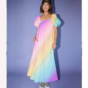 NWT, Dressed in Lala Palm Springs Smocked Dress in Rainbow Daydream, Size XL